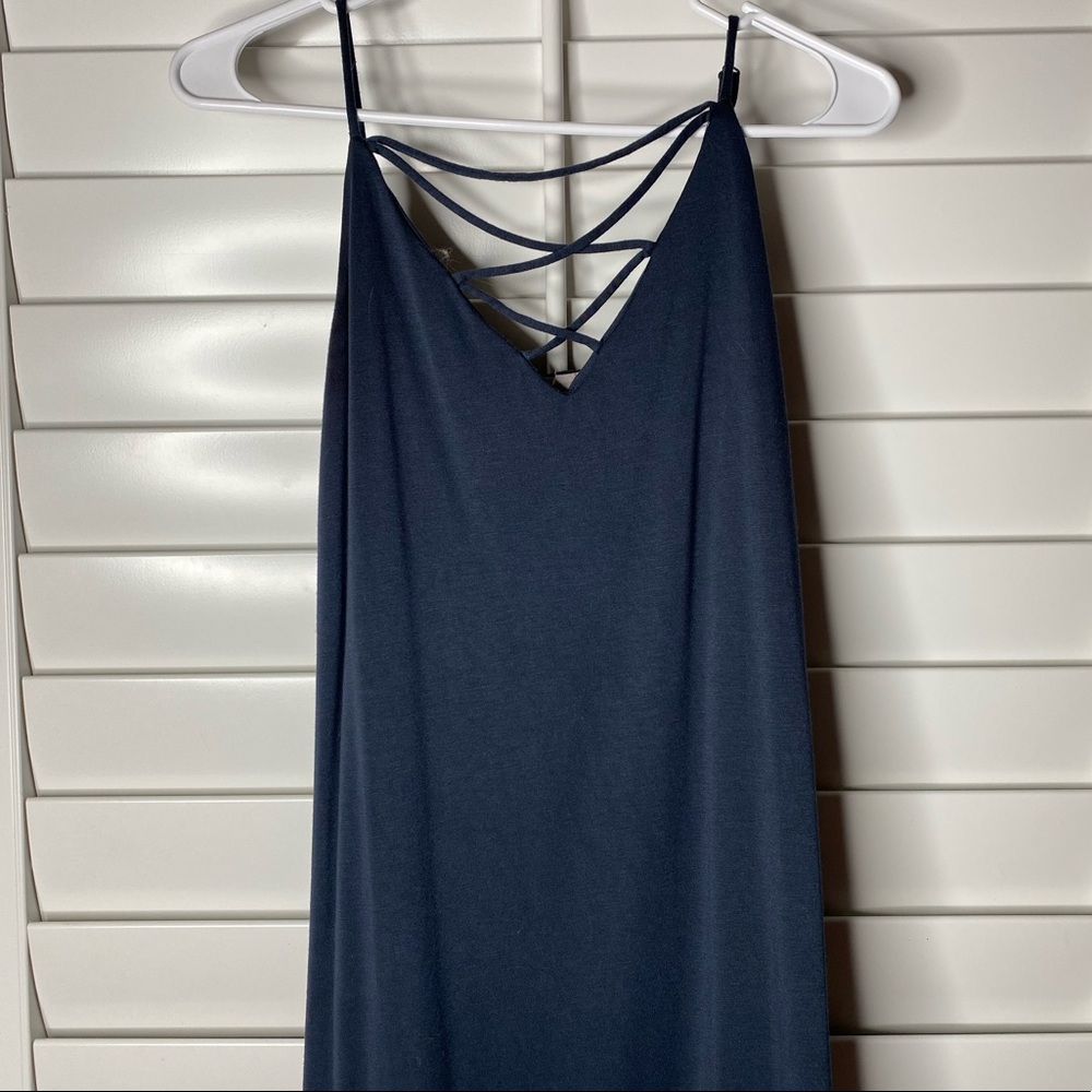 Navy Adjustable Strap Tank Top Dress